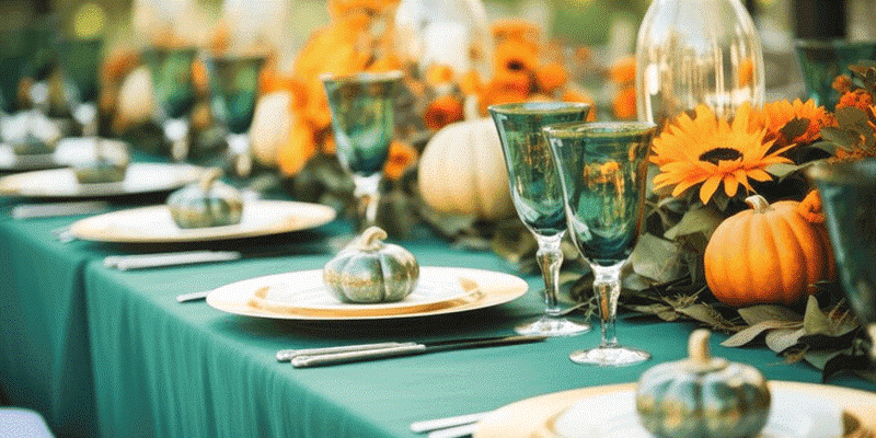 Teal and Gold Tablescape